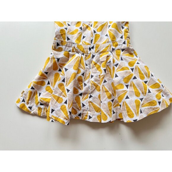 Girl's OKAIDI Yellow Grey Abstract Heart Print Cotton Fit & Flare Dress, Size 4 - Picture 7 of 13